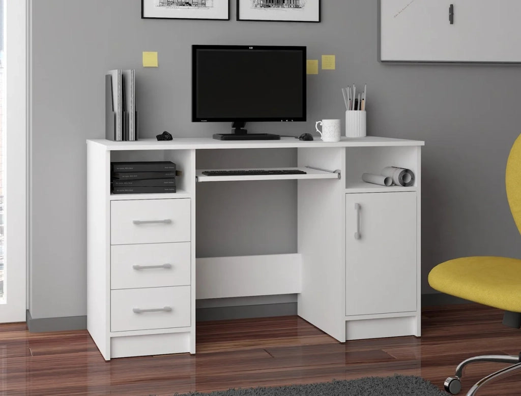 Scrivania AKORD ANA Bianco 124 cm 1 anta 3 cassetti 124x52x74 cm
