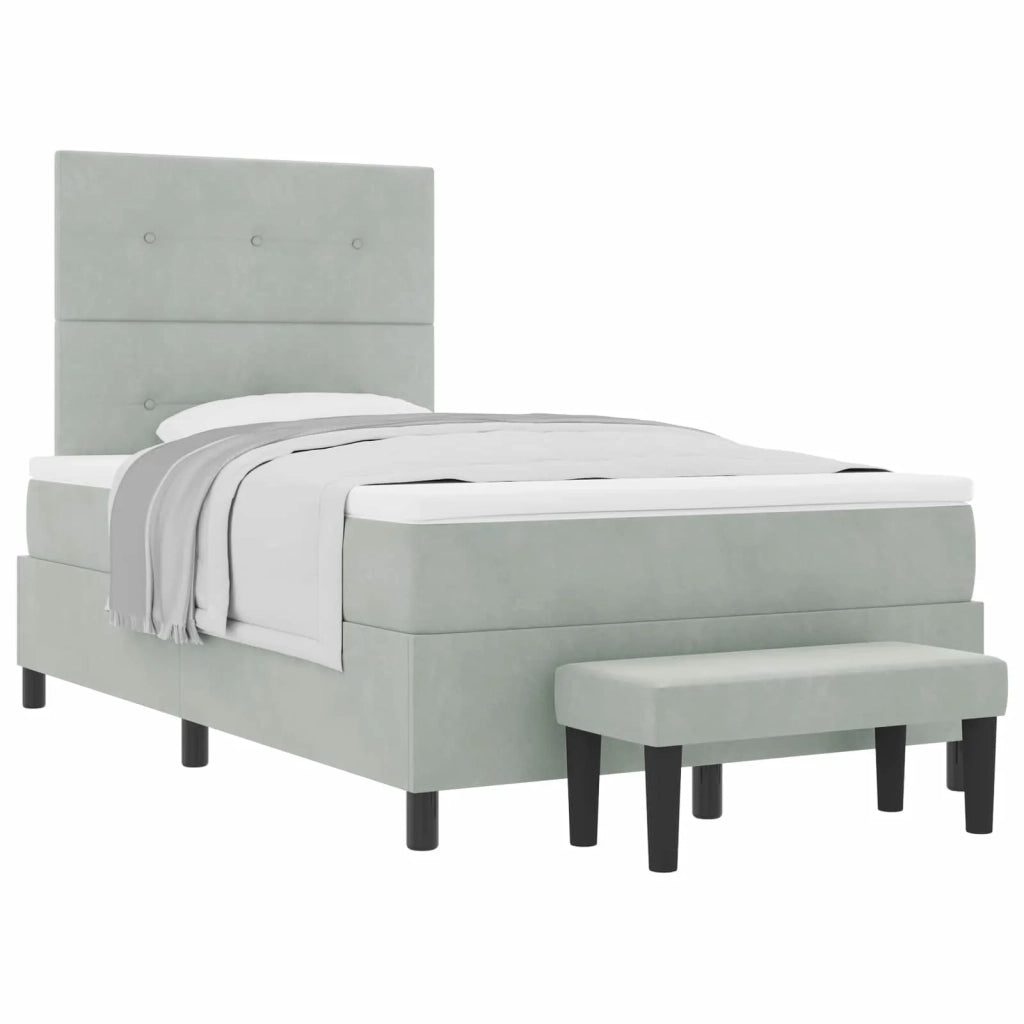 Letto a molle con materasso Grigio chiaro 120 x 190 cm Velluto