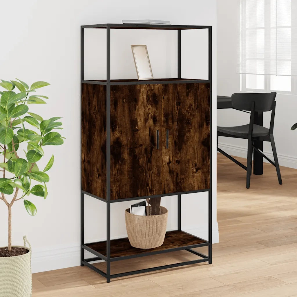 Credenza Rovere Fumo 68x35x139 cm Legno Multistrato Metallo 849041