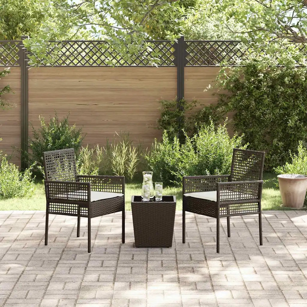 Set Bistro da Giardino 3 pz | Set Salotto da Giardino Marrone polyrattan