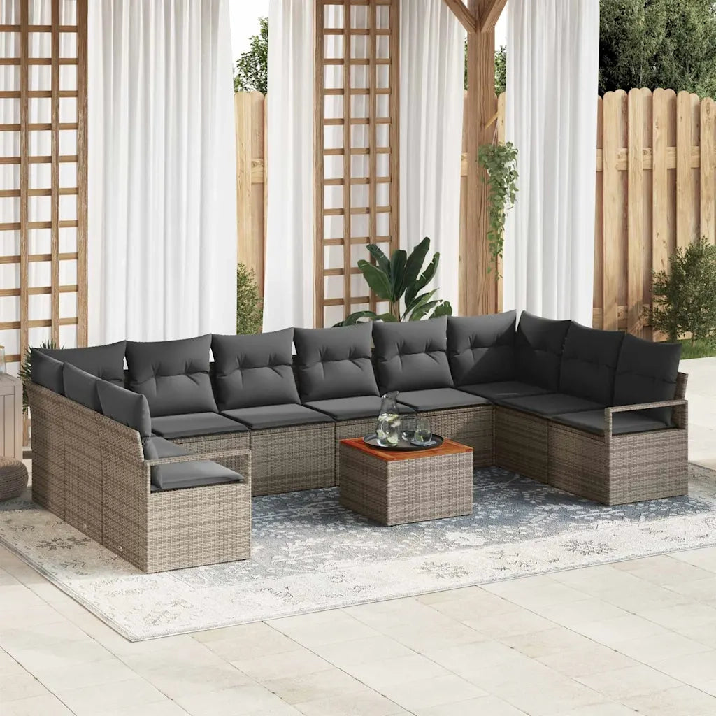 Set Divano da Giardino con cuscino 11 pcs Grigio polyrattan 3347755