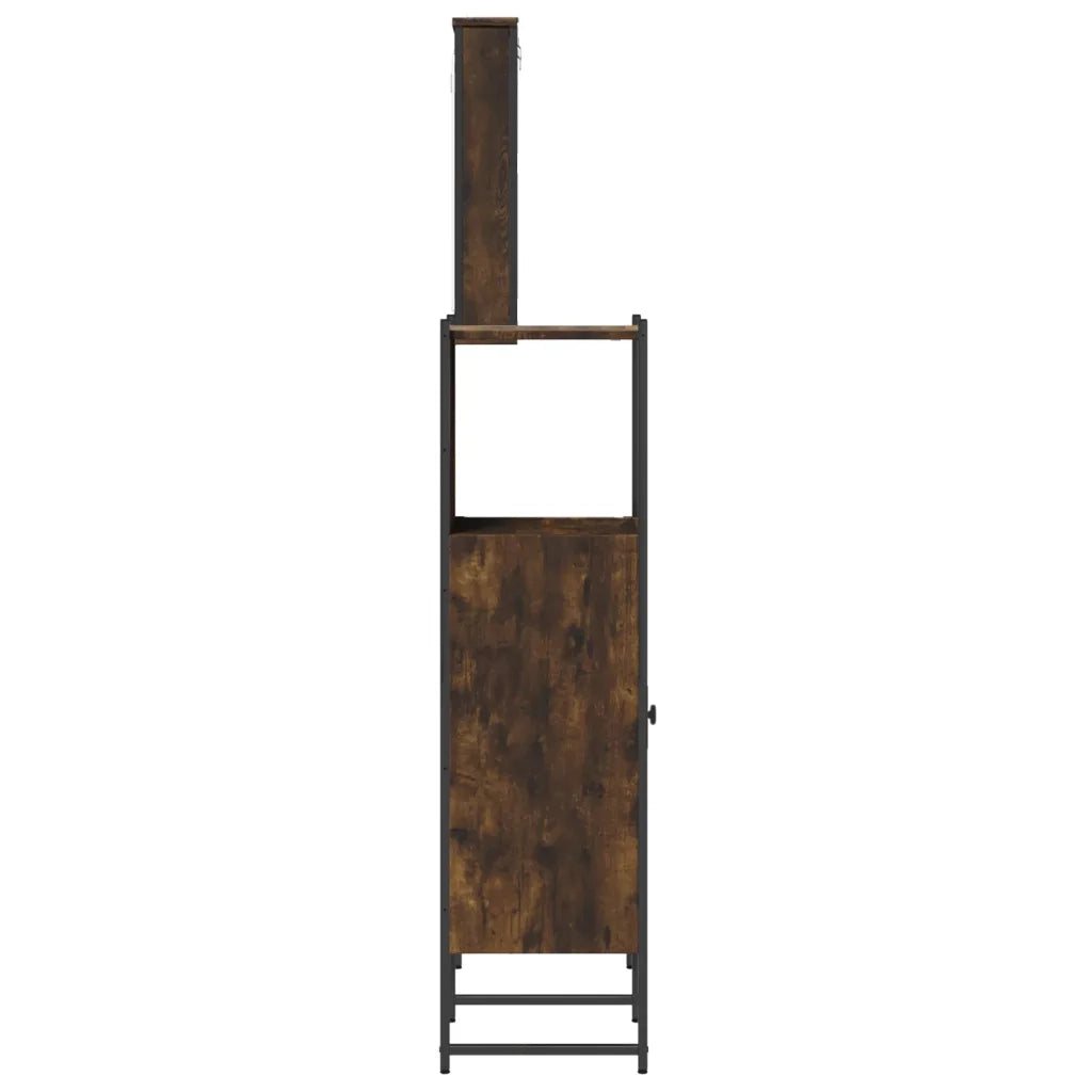Set Mobili da Bagno | Armadio da bagno 3 pz Rovere Fumo in Legno Multistrato
