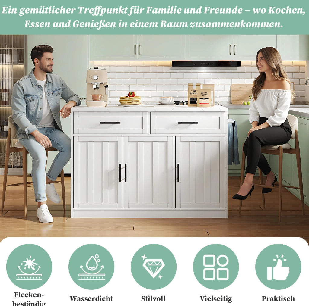 Isola da cucina 120x60x91 cm con prese USB e bancone bar