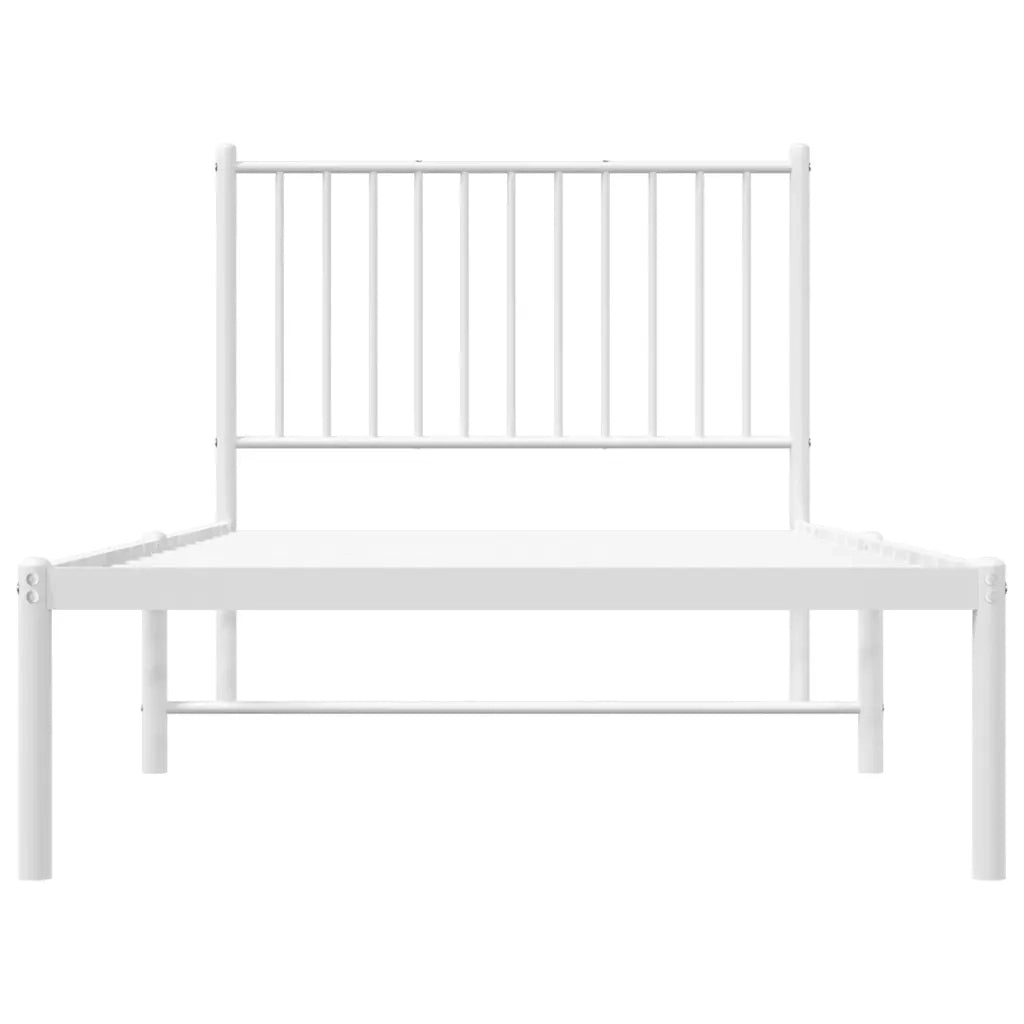 Giroletto con Testiera-Struttura Letto con testiera Metallo Bianco 90x190 cm 206396