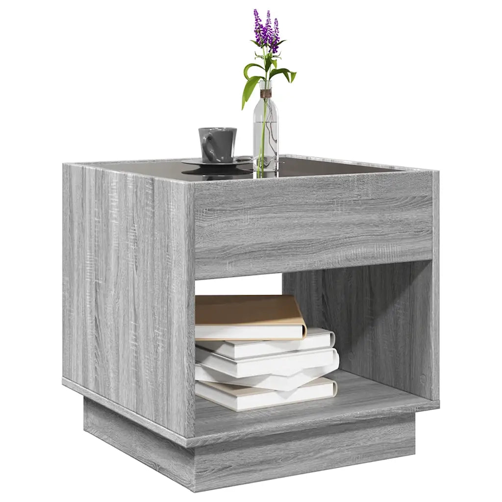 Tavolino da Salotto con LED Infinity Rovere Sonoma 50x50x50 cm