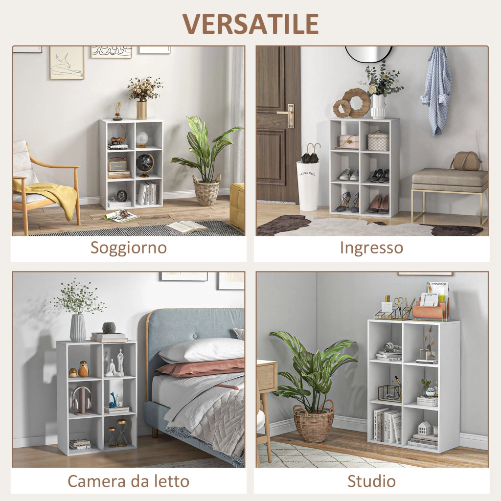 Libreria a Cubi con Ripiani ¨C Zephmum ¨C Legno Bianco 61.5x29.5x91.5 cm