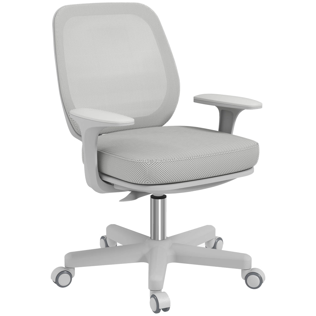 Sedia da ufficio con schienale in mesh, seduta regolabile, braccioli e rotelle ¨C Zephmum ¨C Grigio