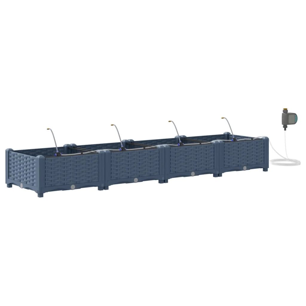 Vaso da giardino 4 pcs Grigio 160 x 40 x 22 cm Plastica 42002867