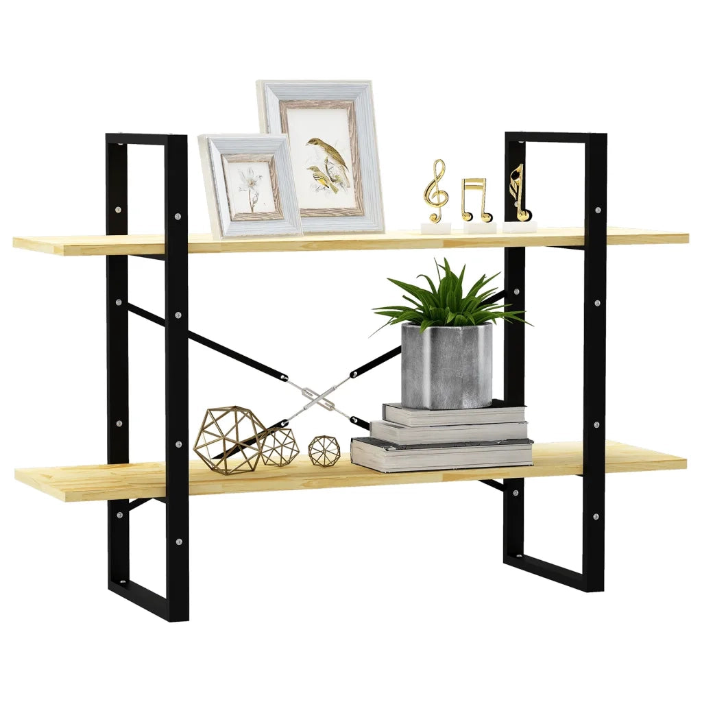 Libreria a 2 Ripiani 100x30x70 cm in Legno Massello di Pino 806472