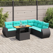 Set Divani da Giardino con Cuscini 7pz Nero Polyrattan