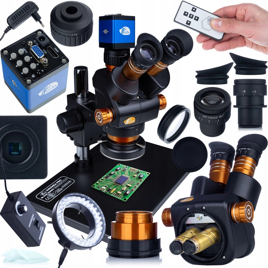 Set Microscopio Trinoculare Haumea PRO Black con Camera Draco Blue PRO HDMI – Zoom 6