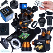 Set Microscopio Trinoculare Haumea PRO Black con Camera Draco Blue PRO HDMI – Zoom 6
