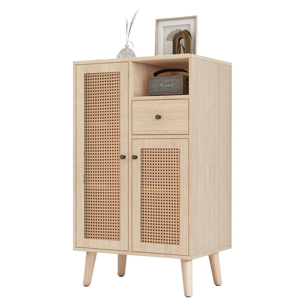 Credenza con Cassetto e Ante in Rattan ¨C Xylo ¨C 60x40x101 cm