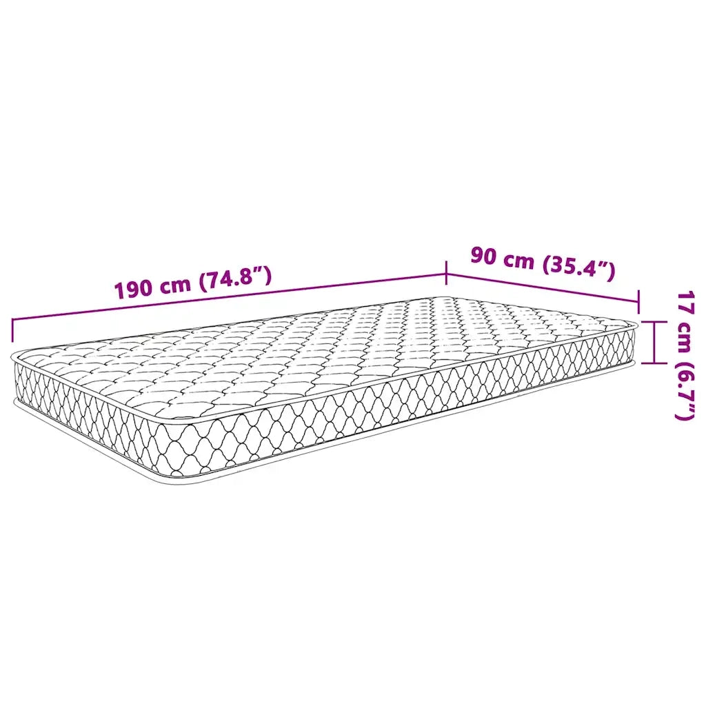 Materasso Viscoelastico-Materasso per Letto Bianco 90x190x17 cm Morbido