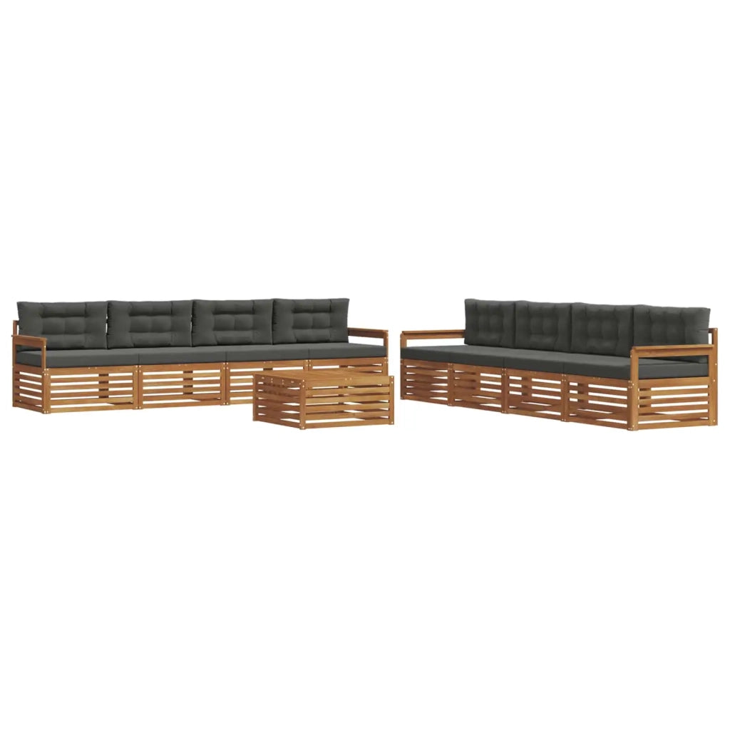 Set di divani da esterno con cuscino 9 pcs Naturale e Antracite