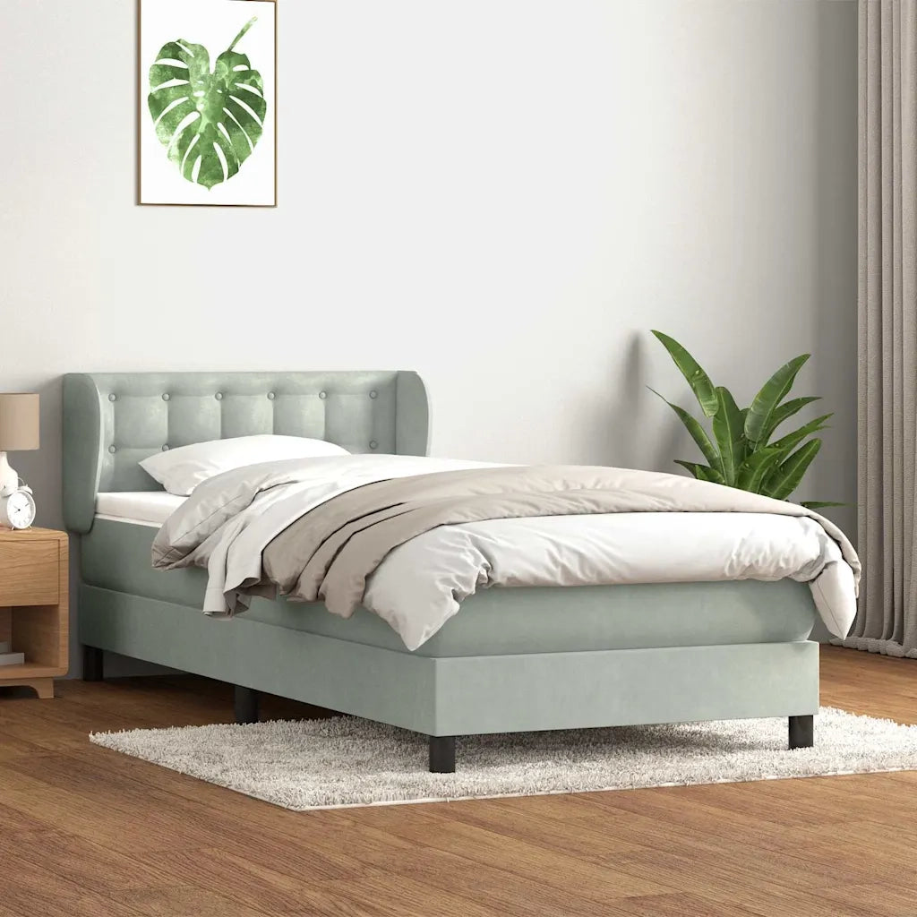 Giroletto a Molle con Materasso Grigio Chiaro 80x220 cm Velluto 3317883