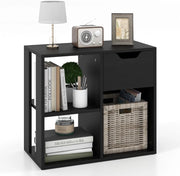 Libreria, scaffale con 1 cassetto e 3 cubi, 60 x 30 x 53 cm, scaffale a cubi autoportante per soggiorno, studio, ufficio (nero)