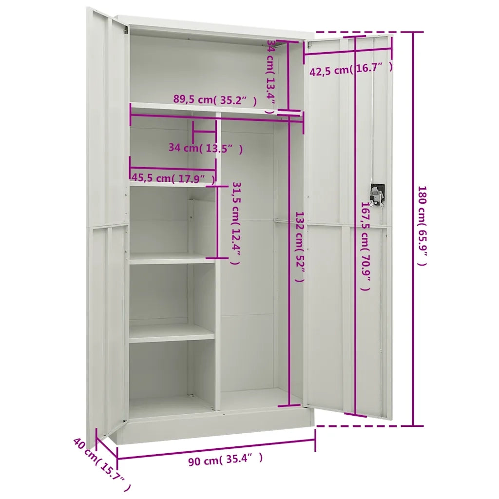 Armadio con Ripiani Grigio Chiaro 90x40x180 cm in Acciaio cod mxl 77395