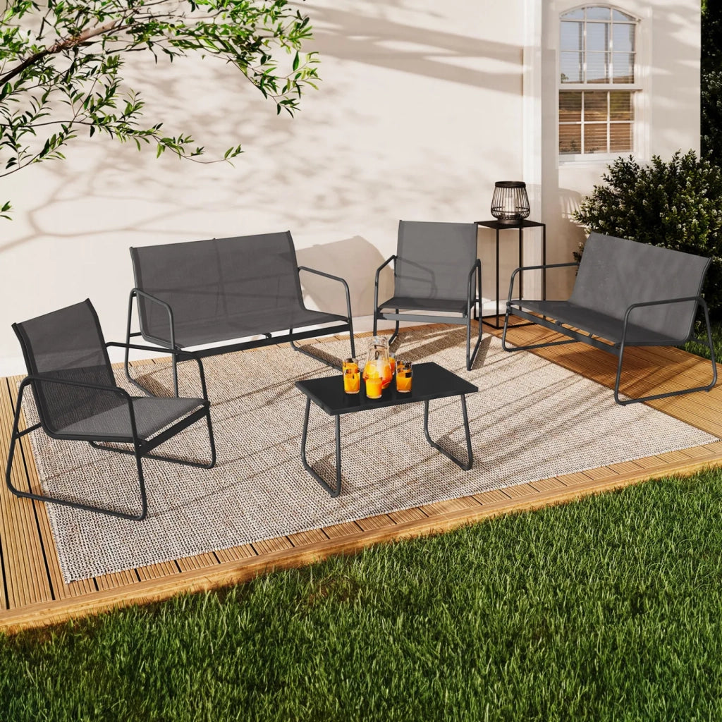 IDMarket - Set di mobili da giardino bassi MALAGA 6 posti con 2 divani, poltrone e tavolo in grigio antracite