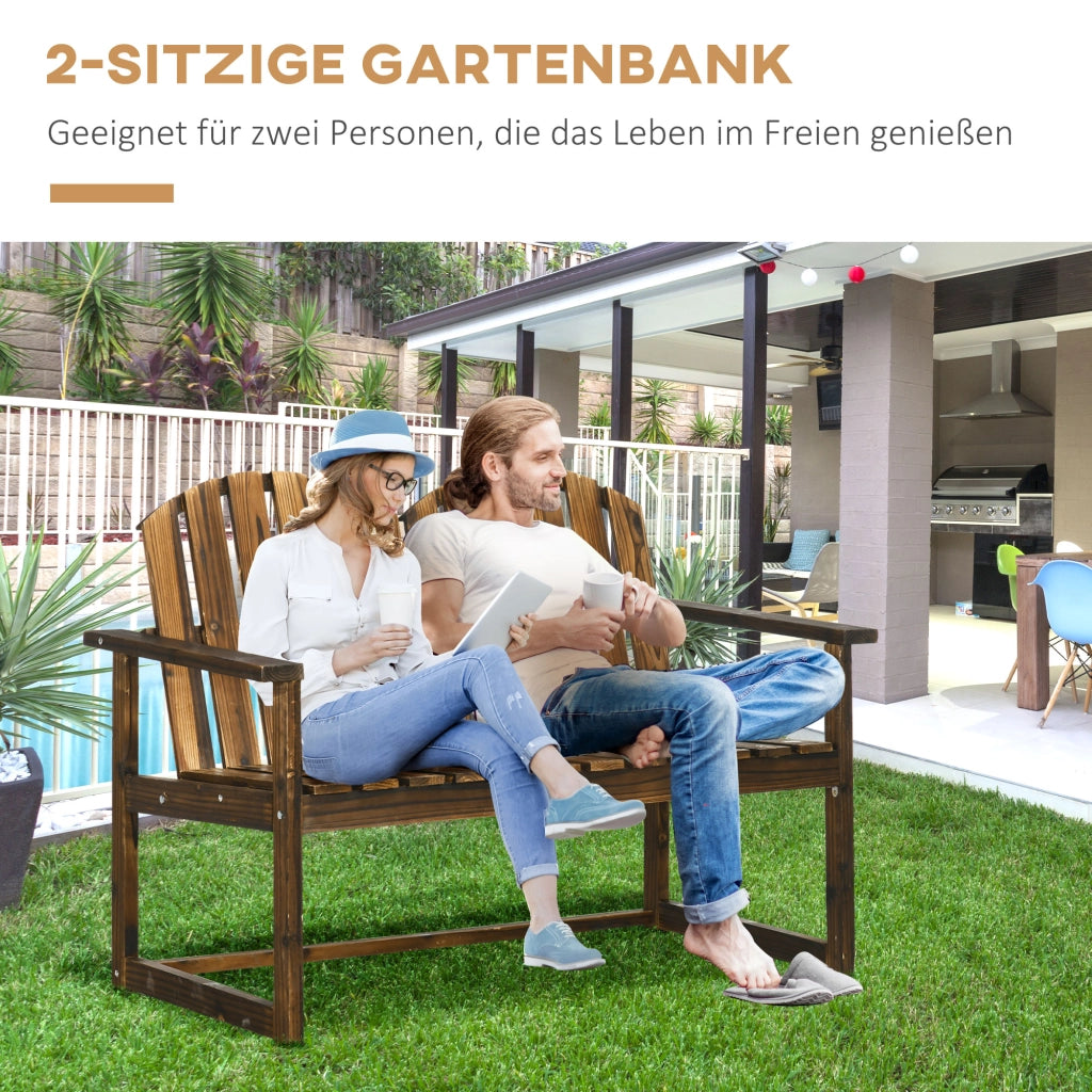 Panca Da Giardino 2 Posti In Legno Marrone 114 X 63 X 86 Cm Con Schienale E Braccioli