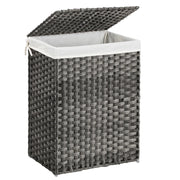 Cesto portabiancheria intrecciato a mano da 90 litri cesto portabiancheria in rattan sintetico con coperchio e manici pieghevole sacco interno rimovibile 12_0006699