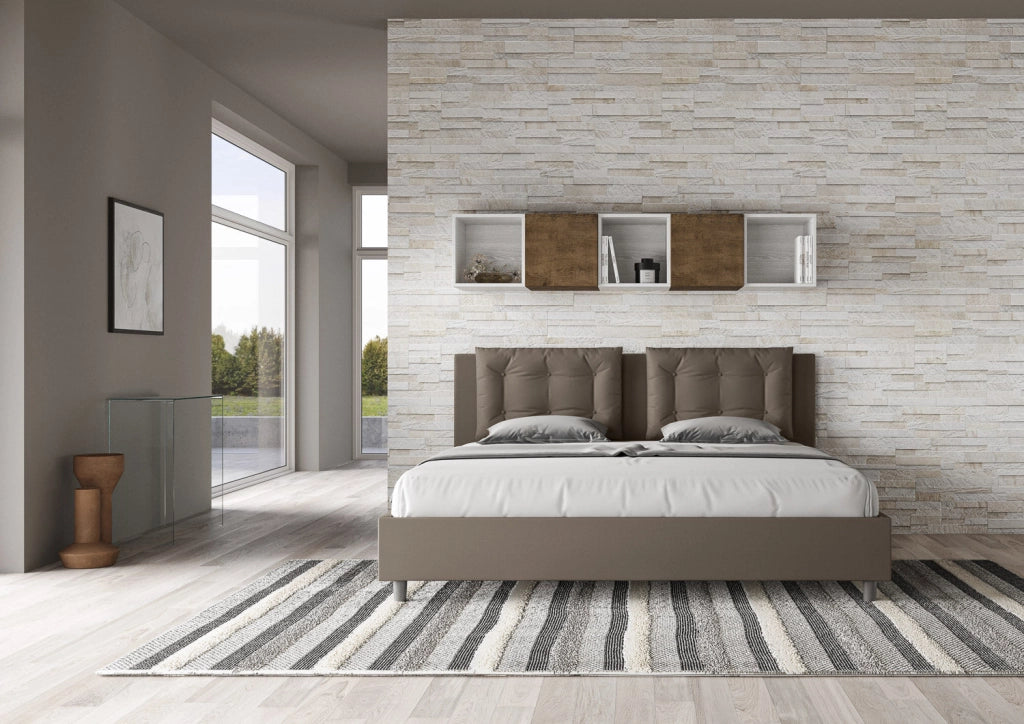 Letto Matrimoniale Extra Large 200x200 cm con Rete Annalisa Cappuccino