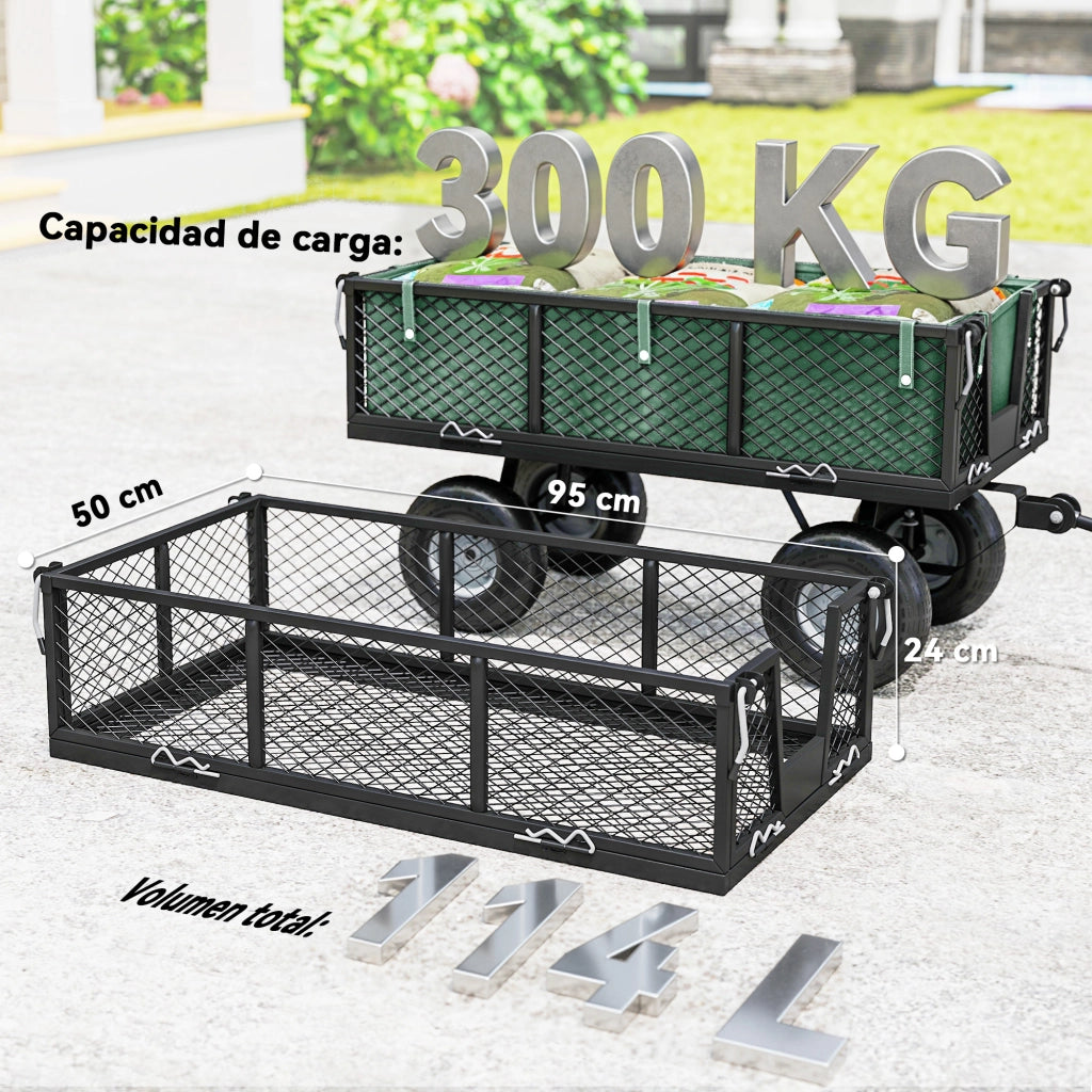 Carrello Giardino con Ruote e Sacchetto ¨C zephmum ¨C Verde 105x51x54 cm