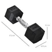 SET DI 2 MANUBRI DA 4 KG ESAGONALI CON PRESA ANTISCIVOLO E RIVESTIMENTO IN GOMMA NERO