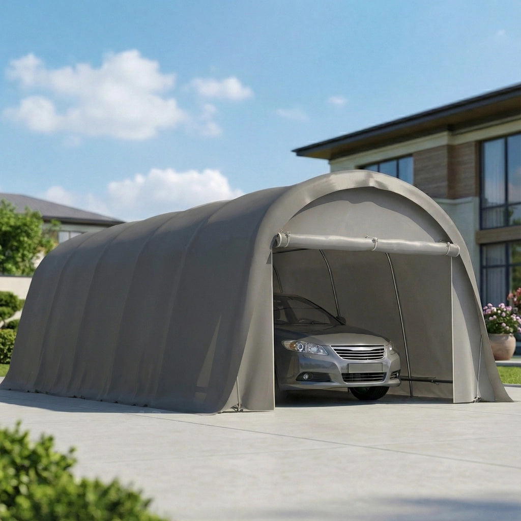 Tenda da garage per auto 3.6x7.2 m con pareti laterali rimovibili ¨C zephmum ¨C grigio scuro