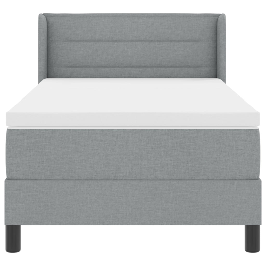 Letto Box Spring  con Materasso Grigio Chiaro 90x200 cm in Tessuto