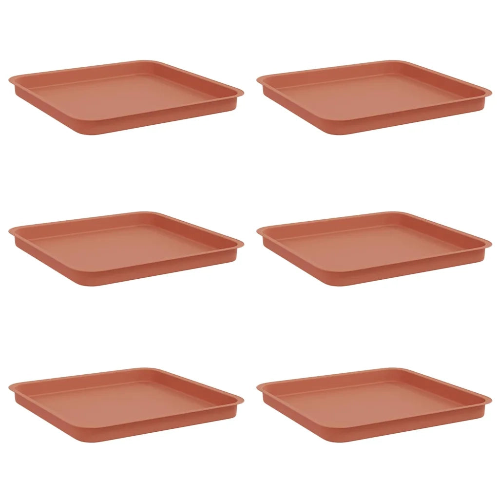 Vassoio Quadrato per Fiori 6 pz Rosso Mattone 36 x 36 x 2.5 cm CFW6549721