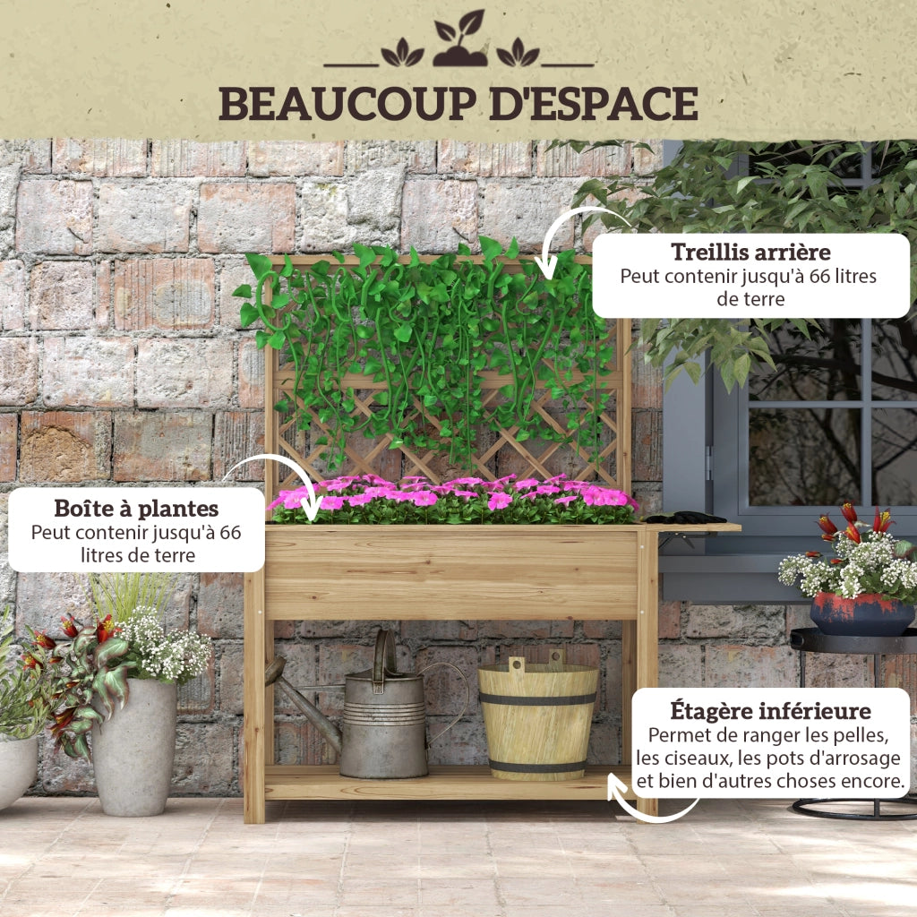 Tavolino da giardino rettangolare con ripiani ¨C zephmum ¨C legno