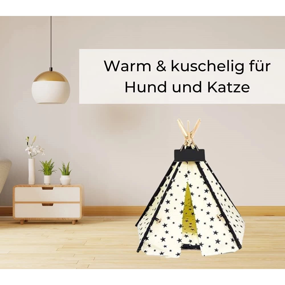 Trade Shop - Tenda Per Cani Gatti Animali Domestici Tepee Cuscino Cestino Lavabile 60x60x90cm -