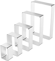 Set di Forme di Esterne a 5 pezzi - Forme Rettagolarie per Biscotti - Attrezzo per Biscottificio - Acciaio Inossidabile - Facile da Pulire - Ideale per Impastare il Biscotto - Taglierino per Biscotti