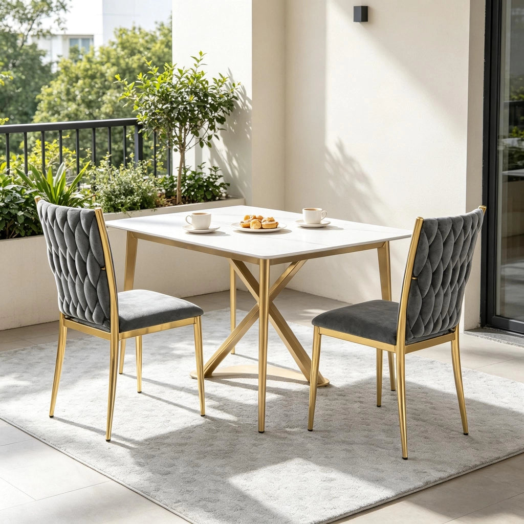 SEDIA Imbottita Schienale Alto 47 x 94,5 x 59,5 cm Velluto Grigio Scuro/Oro Set da 2 pezzi