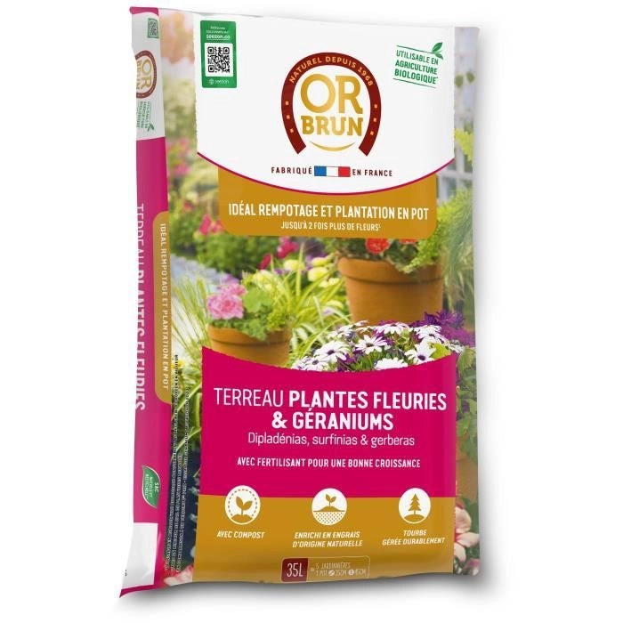 Terriccio per piante da fiore e gerani - OR MARRONE - OBRTGER35N - 35 L