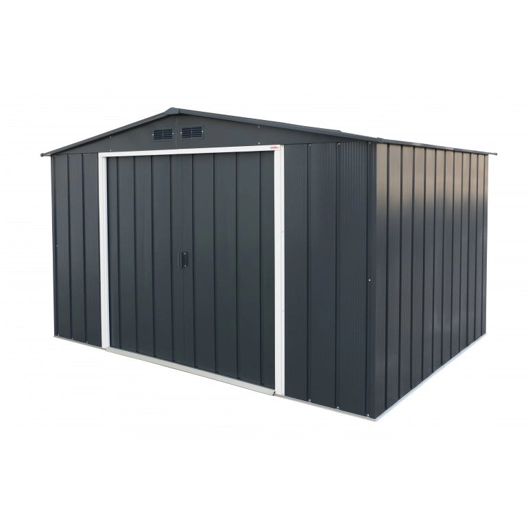 Casetta da giardino premium Ezooza 2422 x 3221x 1961 mm in metallo grigio 10 x 8: soluzione robusta e spaziosa