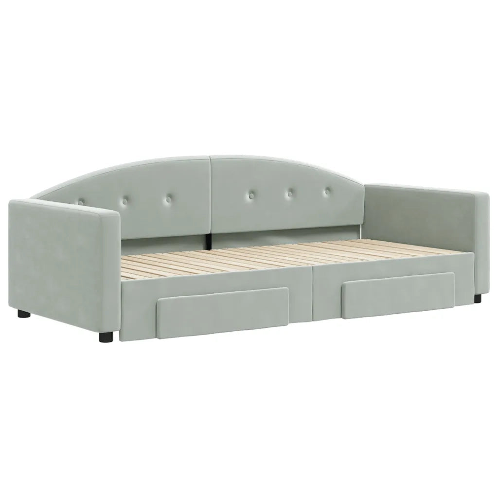 Divano Letto Estraibile Cassetti Grigio Chiaro 90x200cm Velluto 3197349