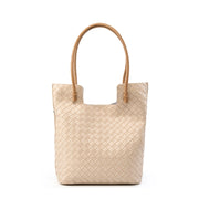 Borsa da donna intrecciata, grande capacit¨¤, in pelle bovina, colore bianco