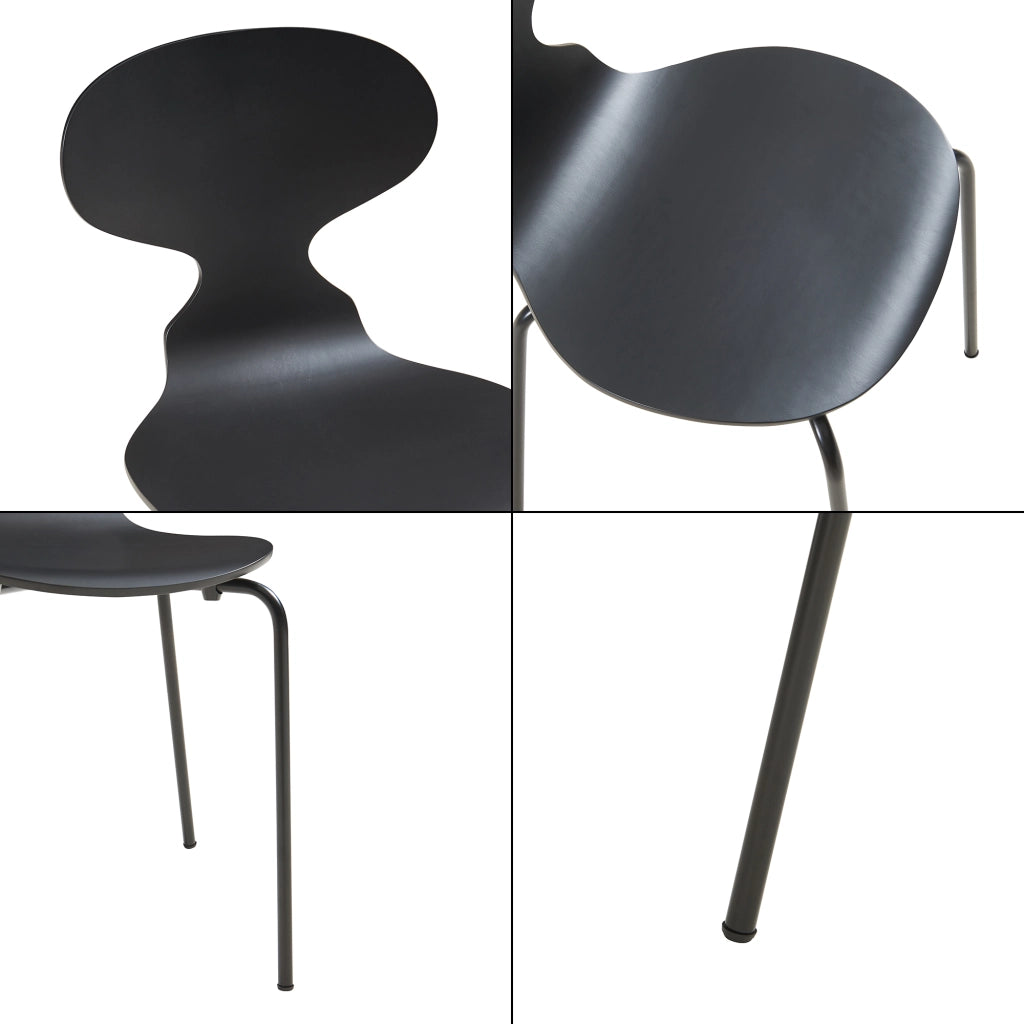 Set Kil di 4 Sedie Impilabili da Sala Pranzo - Nero [en.casa]