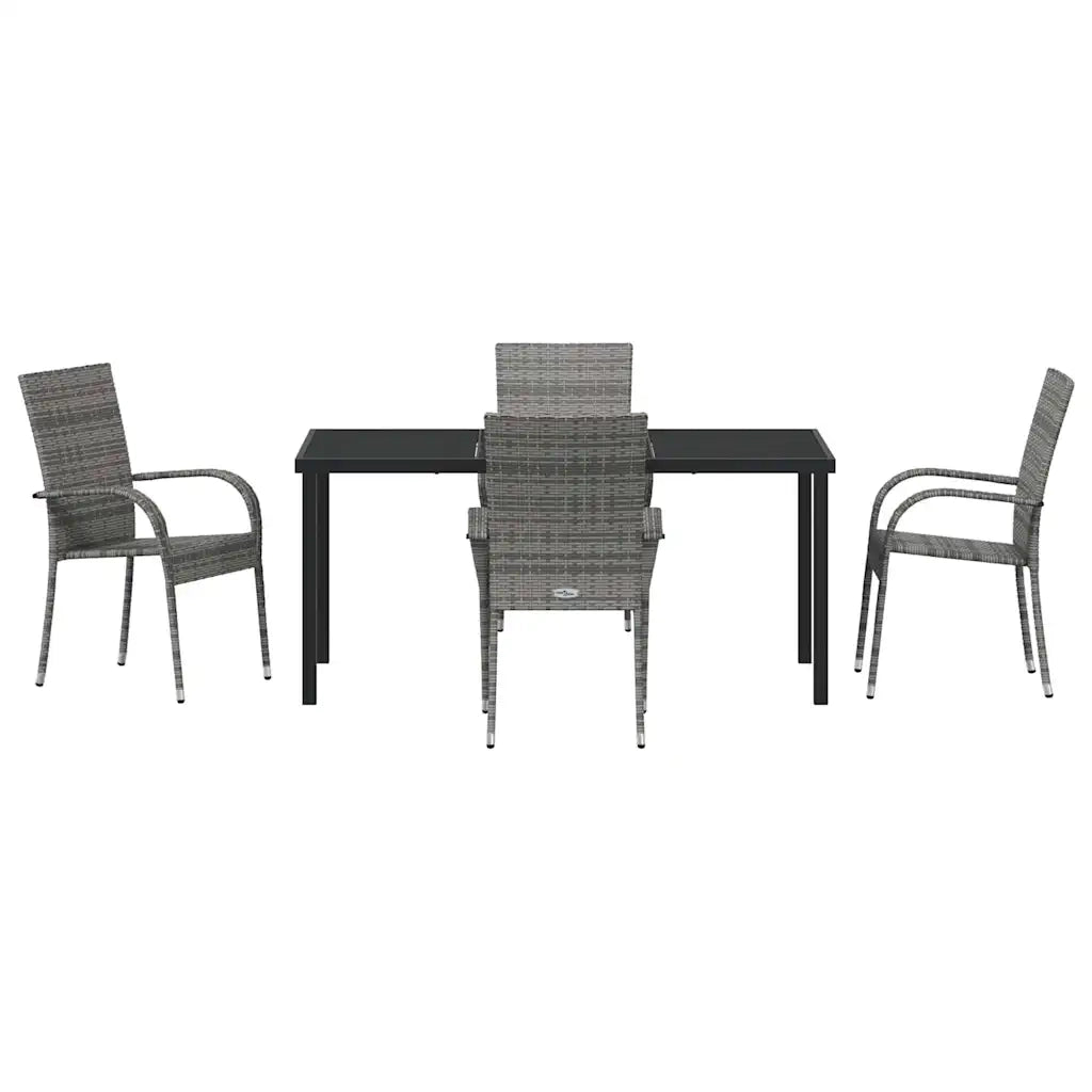 Set da Pranzo per Giardino 5 pcs Grigio