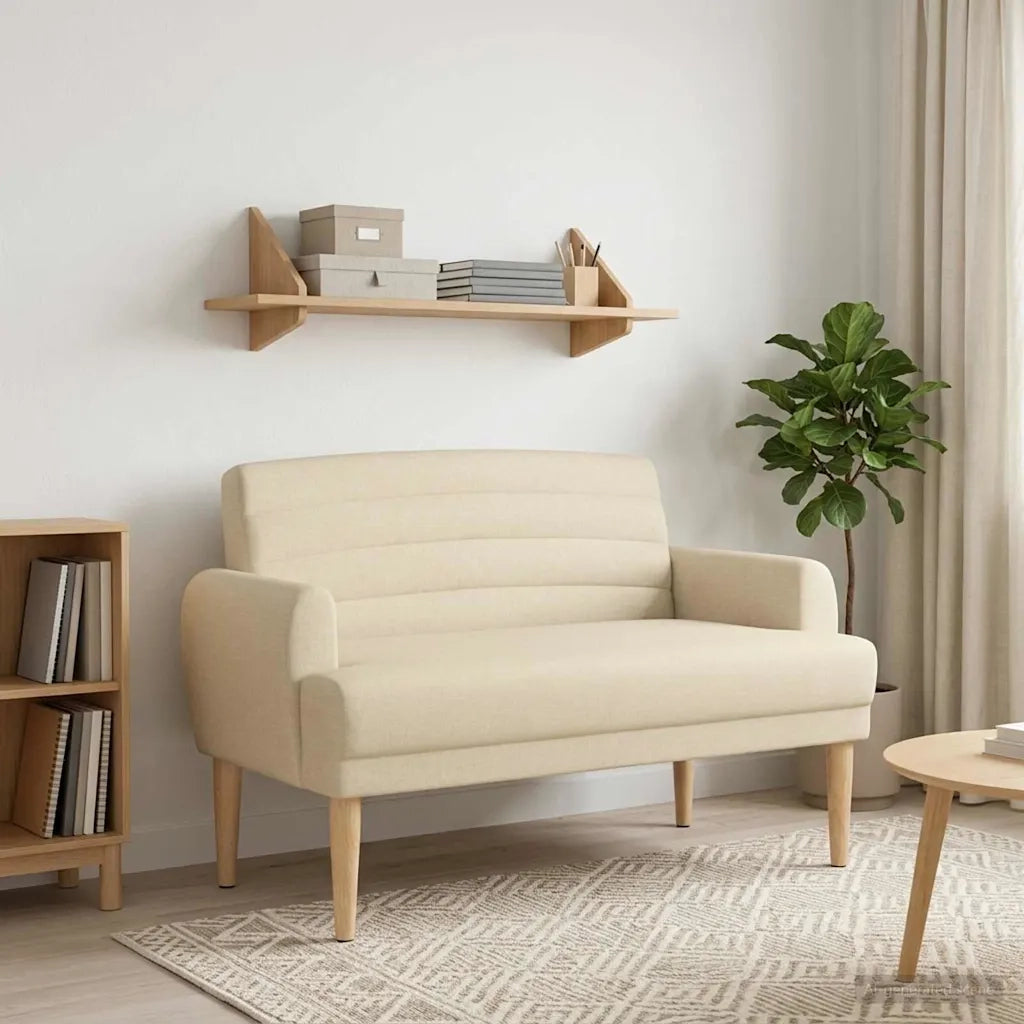 Loveseat con bottoni imbottiti Crema 116 x 67 x 80 cm Tessuto 42041782