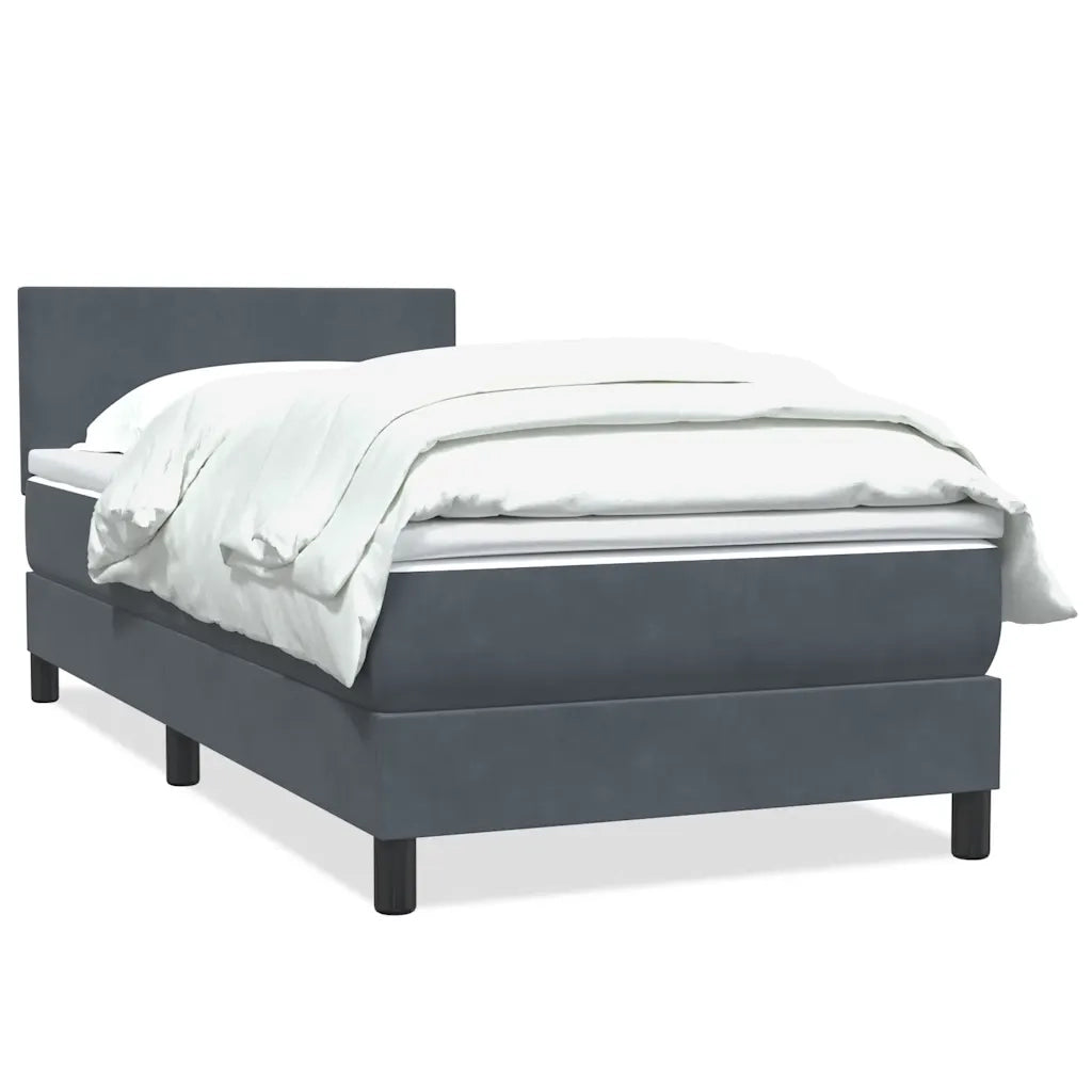 Giroletto a Molle con Materasso Grigio Scuro 80x220 cm Velluto