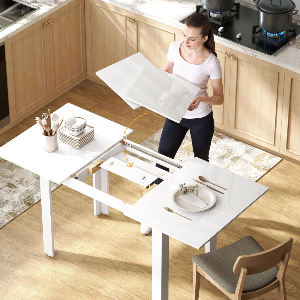 Tavolo da pranzo allungabile ¨C Zephmum ¨C MDF bianco 120-160x70 cm