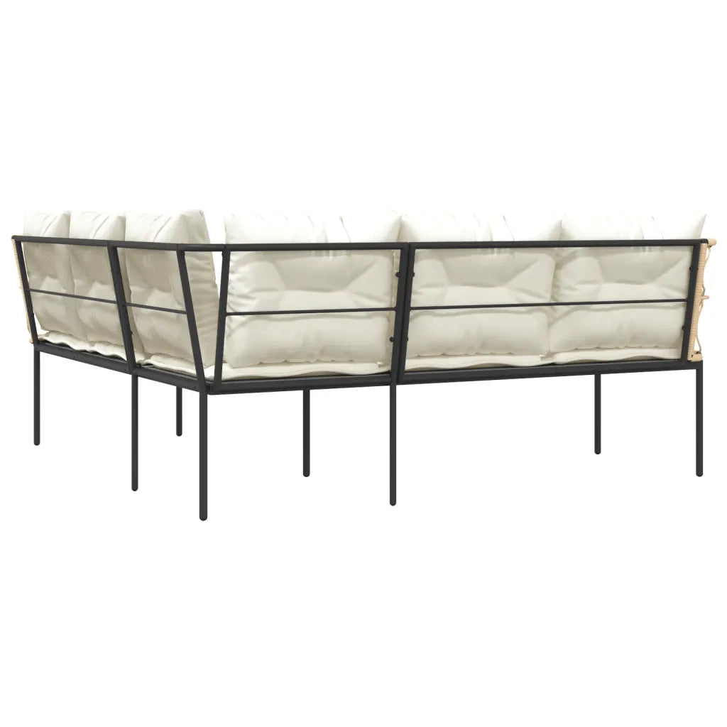 Divano Giardino con Cuscini Forma a L-Sofa da Giardino-Divanetto da esterno Nero Acciaio e Textilene 558973