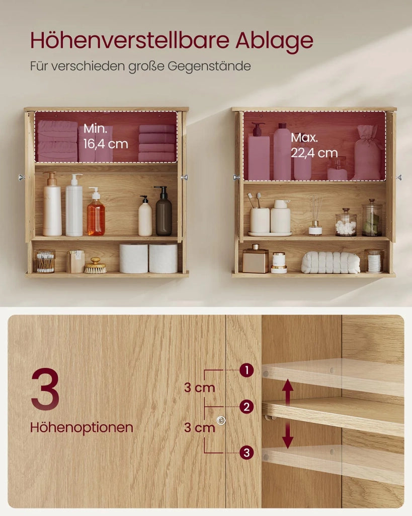 Mobile bagno sospeso 13 x 56,5 x 58,5 cm con ante e specchi 12_0003697
