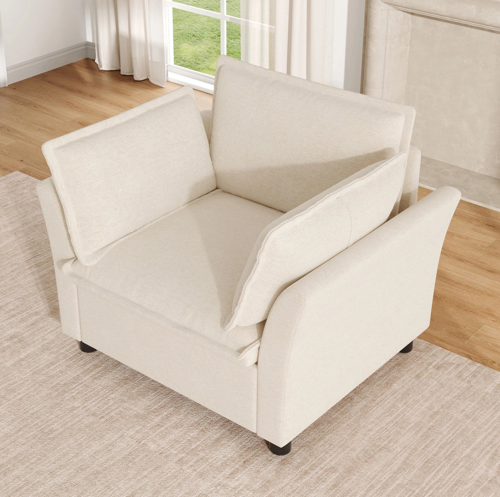 Sessel singolo con braccioli; 90x81x87 cm; in chenille beige