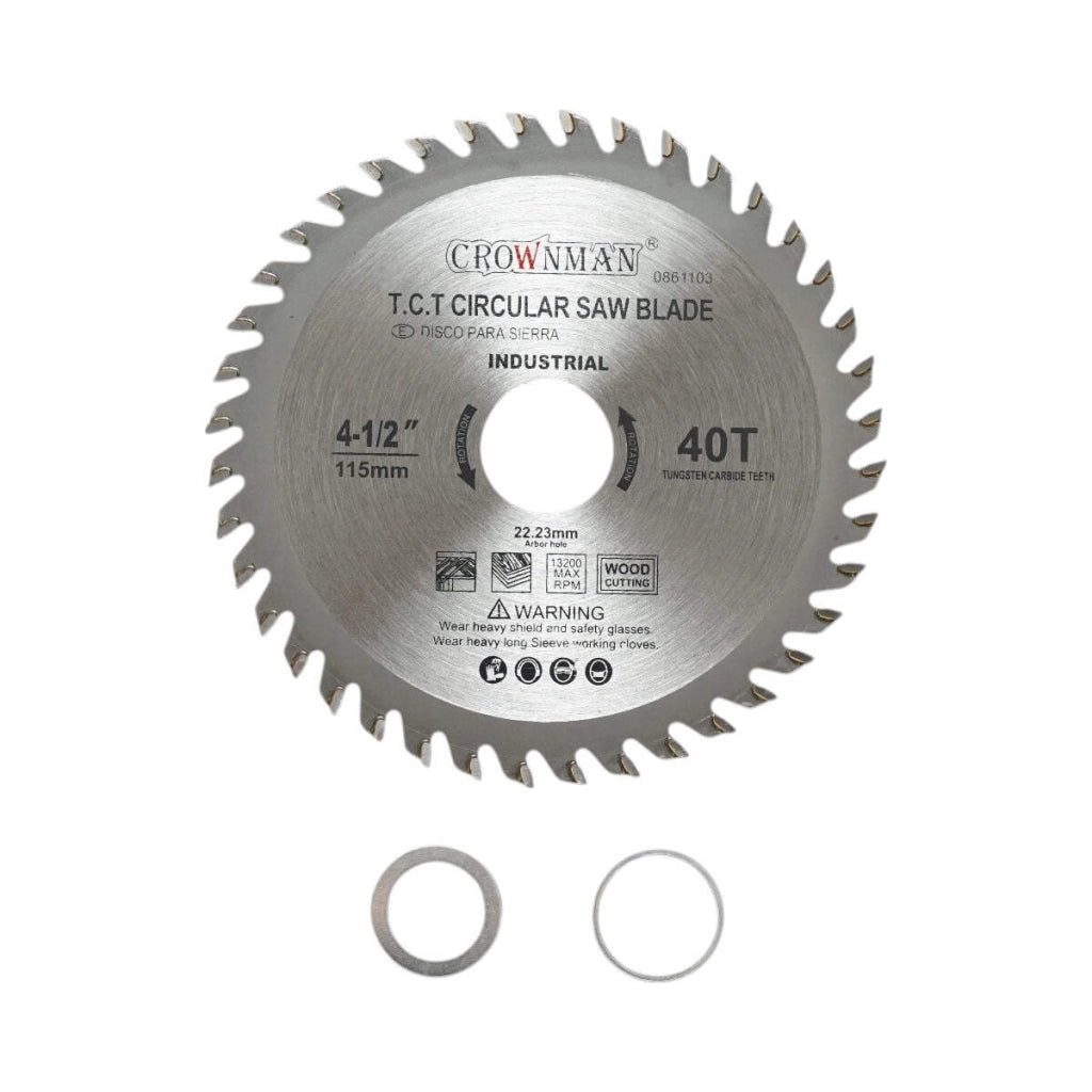 Disco circolare widia per legno 115x22,23mm, max. velocità. 13.200 giri/min, 40 denti, Crownman industriale