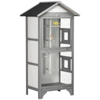 Voliera per Uccelli da Esterno in Legno di Abete, 80.5x57x158.5cm, Grigio Chiaro