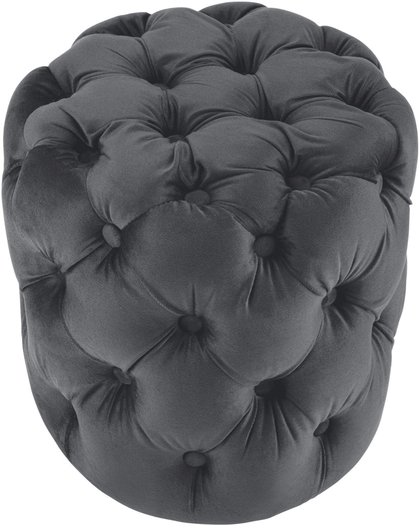 Pouf Drancy in velluto trapuntato grigio scuro,M